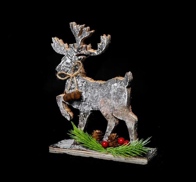2cm Reindeer Shape Birch Bark Wooden Christmas Table Top Decoration image 4