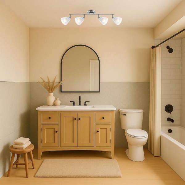 COSYLYTE Athella Bathroom 4 Light Ribbed Glass Spotlight