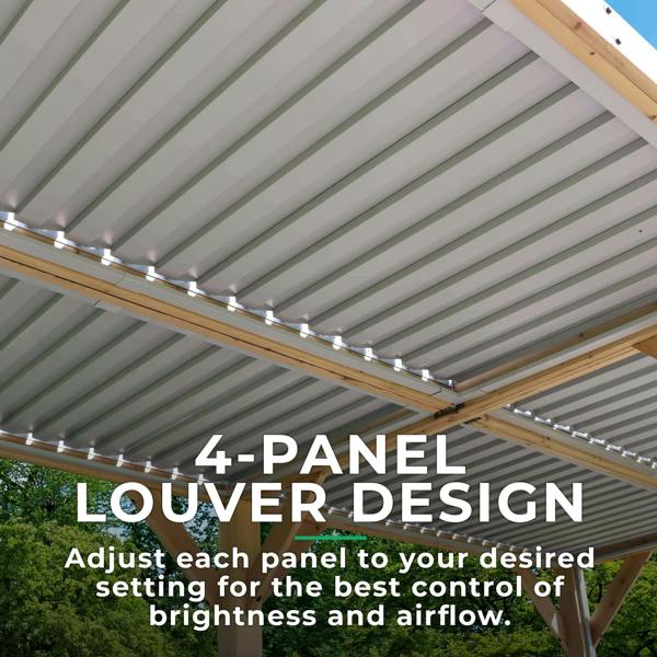 Yardistry Wooden Pergola 10ft x 20ft (3m x 6m) with Louvered Roof Backyard Bliss 4