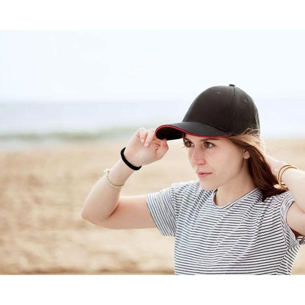 MidOcean Tekapo Heavy Brushed Cotton Baseball Cap - Black/Red - 