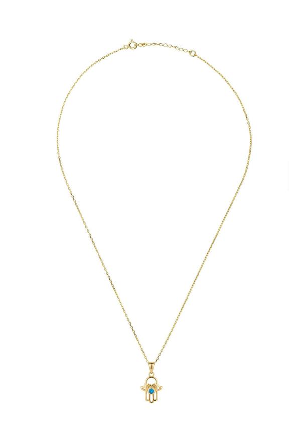 Latelita Love My Hamsa Hand Blue Opal Pendant Necklace Gold