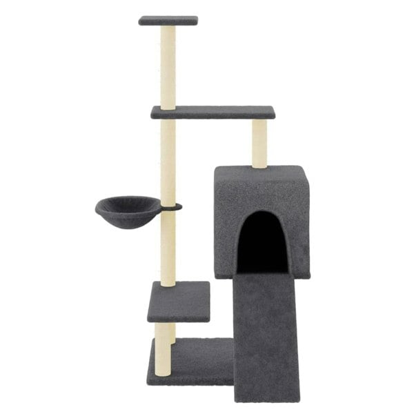 Berkfield Cat Tree with Sisal Scratching Posts Dark Grey 130.5 cm