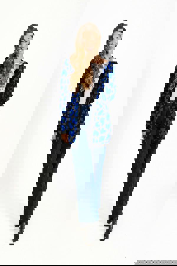 Jacquard Leopard Print Knit Cardigan