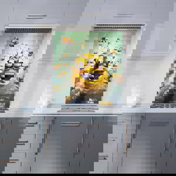 Warren Reed - Designer Happy Worm And Bees Splashart Kitchen Splashback