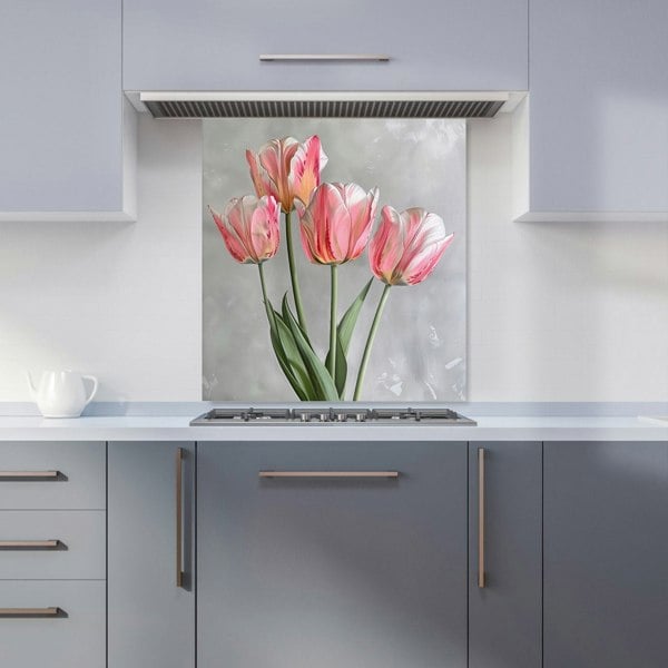 Warren Reed - Designer Painted Pink Tulips Kitchen Splashback