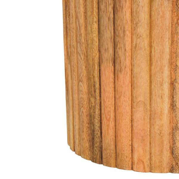Artisan Furniture Solid Mango Wood Fluted Marble Side Table