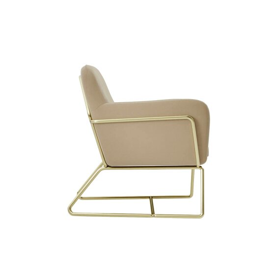 Wyld Haus Marseille Beige Velvet Upholstered Armchair Gold Metal Legs