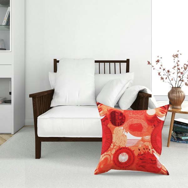 Warren Reed Abstract Red Sun Pattern Floor Cushion