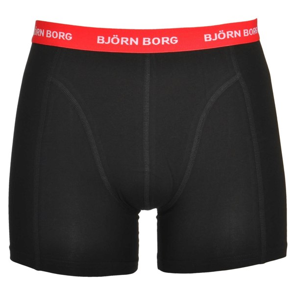 Bjorn Borg 3-Pack Contrast Waistband Boxer Trunks, Black w/ red/blue