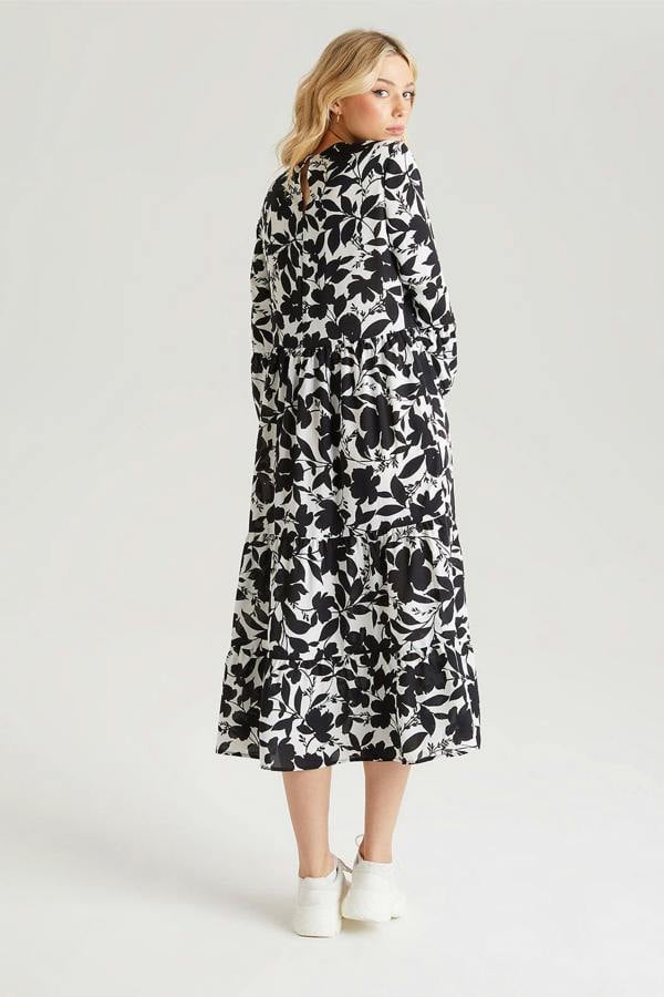 Urban Bliss Black Stencil Floral Smock