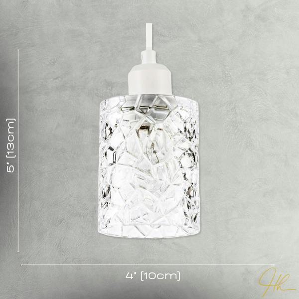 Modern Straight Sided Cylindrical Pendant Shade with Faceted Surface Image 7
