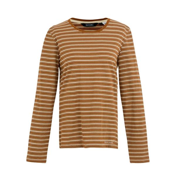 Regatta Womens/Ladies Federica Stripe Long-Sleeved T-Shirt - Glazed Ginger/Light Vanilla