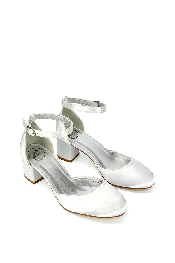 XY LONDON Chunky Strappy Mid Block High Heels Court Shoes