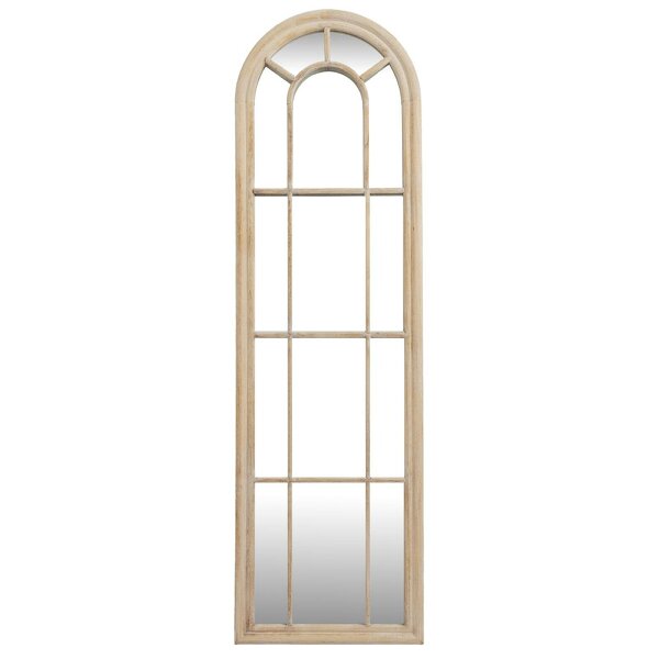 Wyld Haus Slim Tall Natural Wood Arched Panel Window Mirror