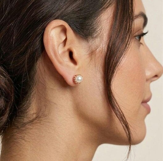 The Colourful Aura 18ct Gold Plated White Pearl Statement Stud Earrings