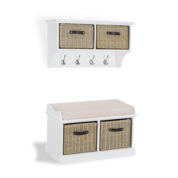Statement Furniture Tetbury Hanging Shelf and Bench Set with Storage - Small