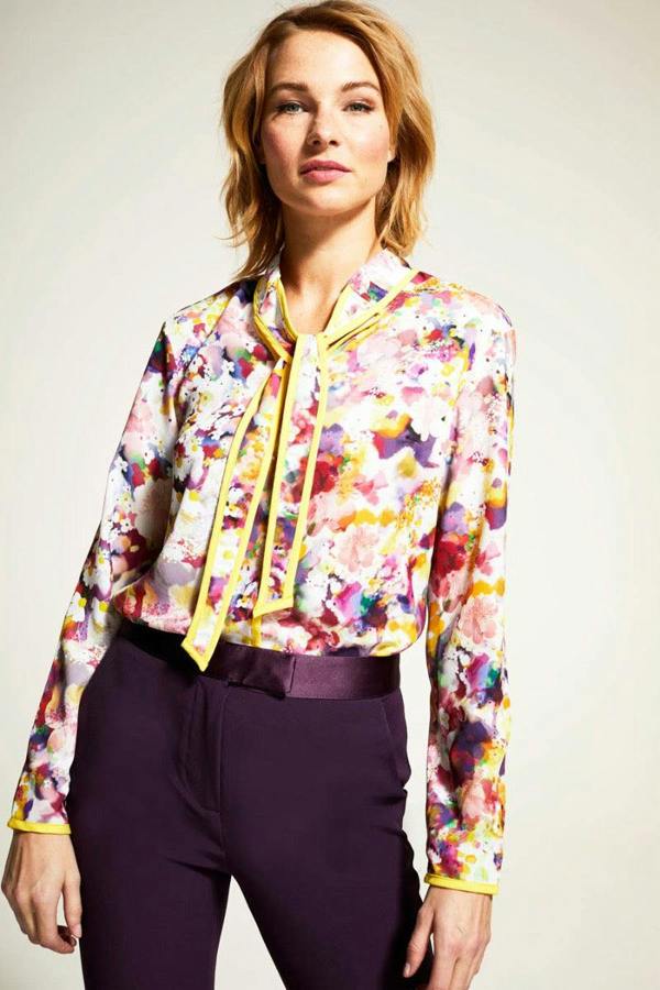 HotSquash Tie Neck Crepe Blouse