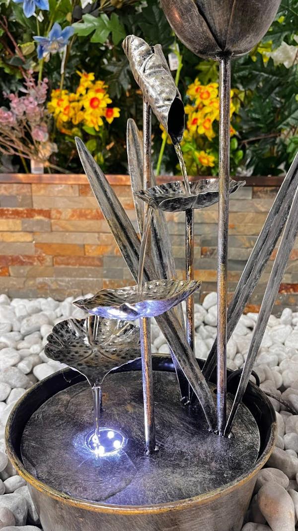 Tranquillity Water Features Small Flower Modern Metal Water Feature