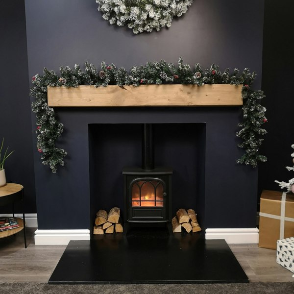 Samuel Alexander 2.7m Green Christmas Garland with Pine Cones and Red Berries