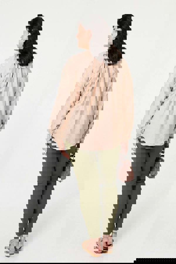 Pink | Curve Floral Embroidered Relaxed Shirt