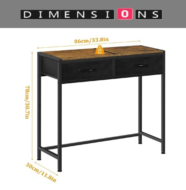 Modcraft Slim Console Table with 2 Non-Woven Drawers