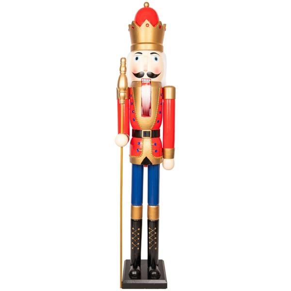 150cm Wooden Christmas Nutcracker Soldier Ornament, Hand-Painted Wood Festive Decoration image 3