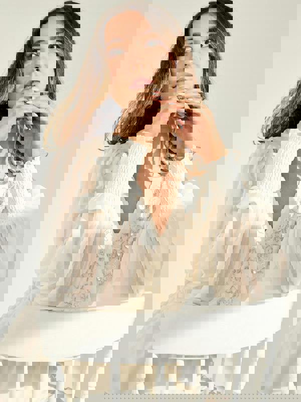 GWD Floral Embellished Sparda Top Cream