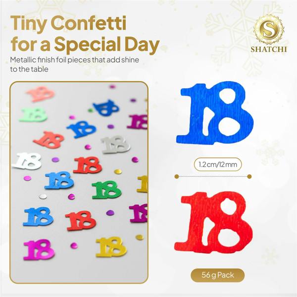 18th Birthday Multicolour Metallic Confetti Decoration Pack for Party Tables and Displays image 1