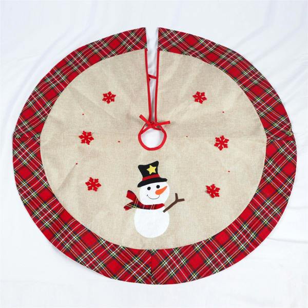 Christmas Tree Skirt Set of 4 with Snowman, Reindeer, Robin and Pudding Themed Designs image 2
