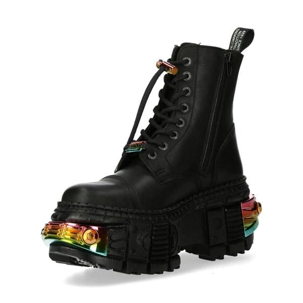 New Rock Black Platform Leather Boots-WALL83CCT-S8