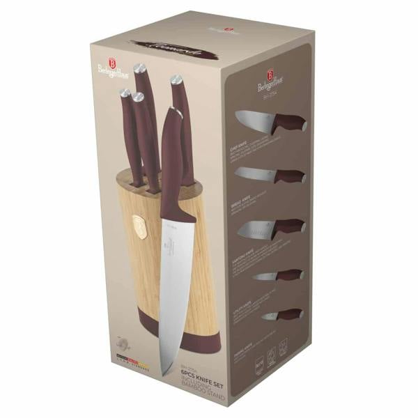 Berlinger Haus Knife Set with Bamboo Stand BH2754 Bordeaux