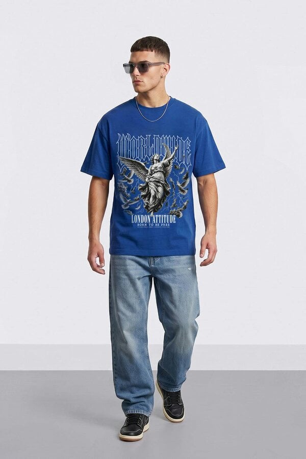 London Attitude Worldwide Angel Oversized Heavyweight Graphic T-Shirt