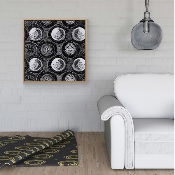 Warren Reed Black White Moon and Sun Framed Canvas