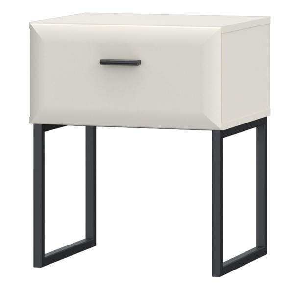 Furniture To Go Akihisa Bedside Table with Drawer and Metal Legs in Sand