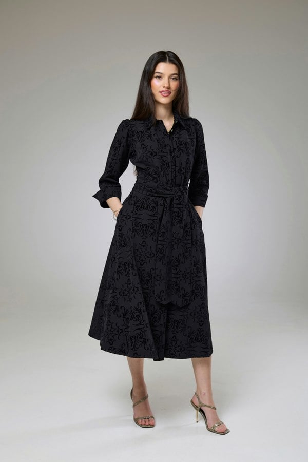 Isha's Timeless collection Vintage Black Velvet Sleeved Dress