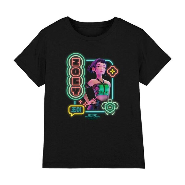 K-Pop Demon Hunters Childrens/Kids Zoey Glowing Lights T-Shirt - Black
