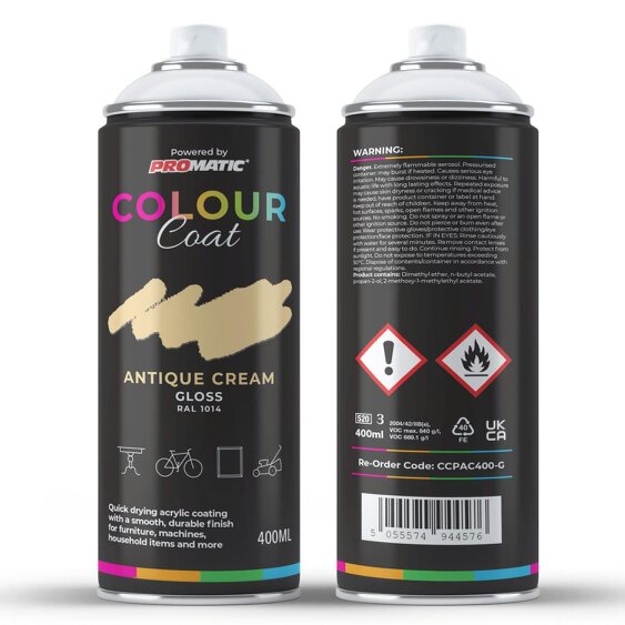 Colour Coat Antique Cream RAL 1014 Gloss Spray Paint 400ml