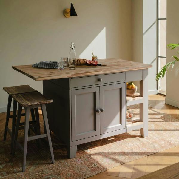 Statement Furniture Florence Wooden Bar Stool with Legs H65cm, Acacia Hardwood Rectangular Seat