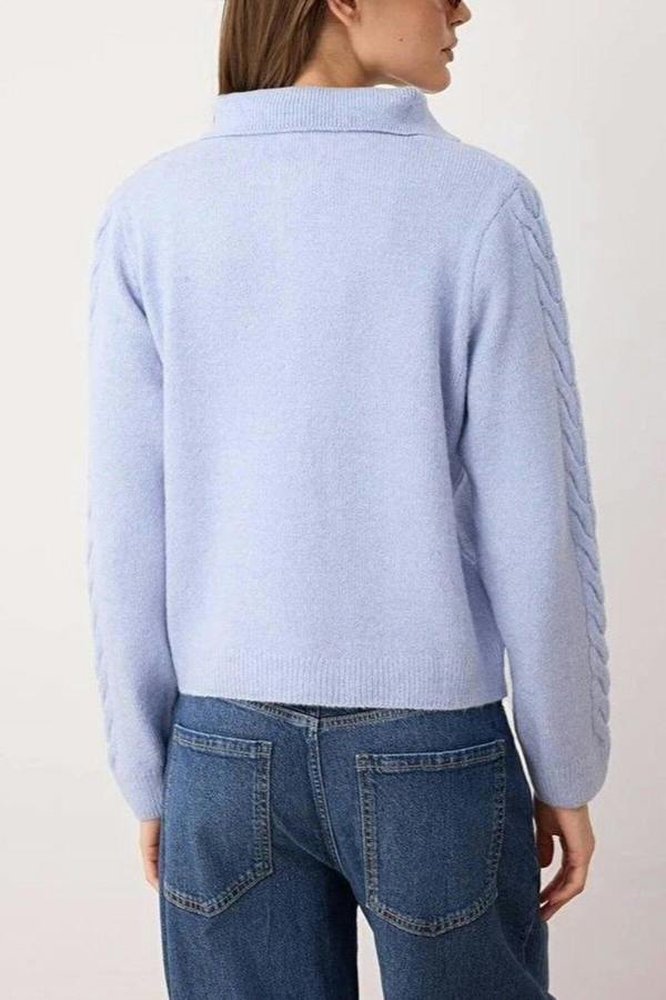 WOVCOR Soft-Textured Knit Sweater with Hair Knitting Detail