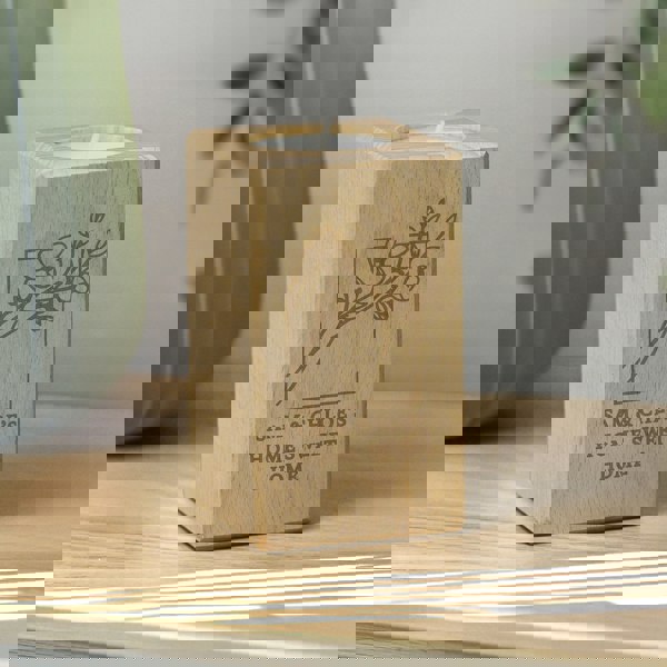 Personalised Memento Company Personalised Floral Bouquet Wooden Tealight Holder