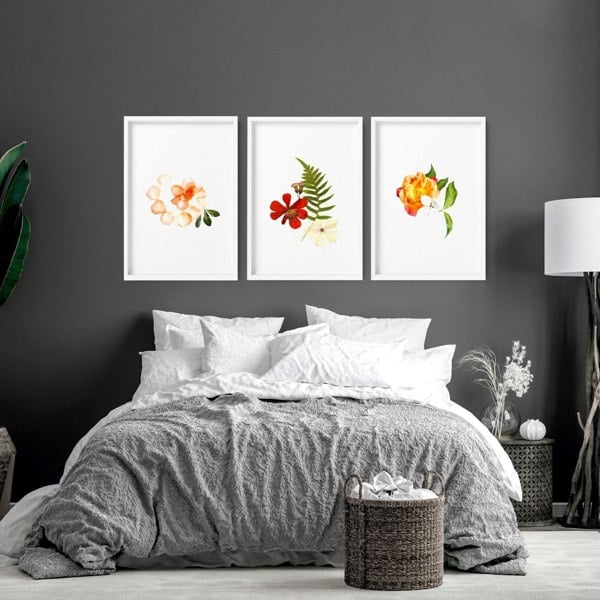 Bedroom pictures for walls | set of 3 framed wall art