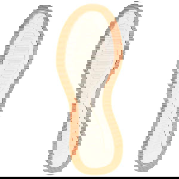 Skechers Bobs Squad 4 Key Lock Womens Slip Ins Trainers, sole view showing white and peach-colored rubber sole with textured grip and wavy design.