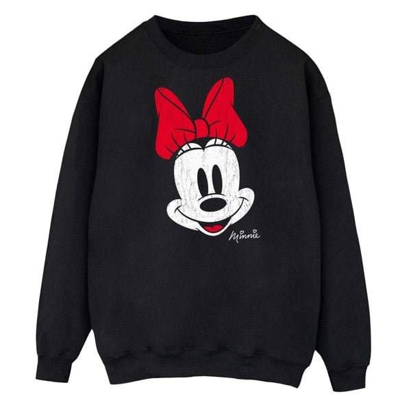 Disney Womens/Ladies Minnie Mouse Face Sweatshirt - Black
