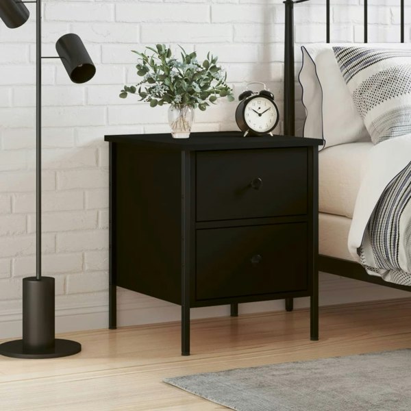 Berkfield Bedside Cabinet Black 40x42x50 cm Engineered Wood