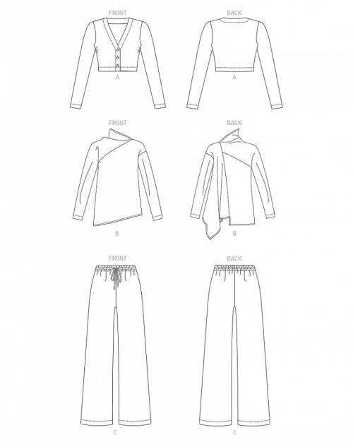 Vogue Sewing Pattern 1914, Cardigans, Tops, Tunics, Trousers for Women, Y (XS-S-M) - Easy