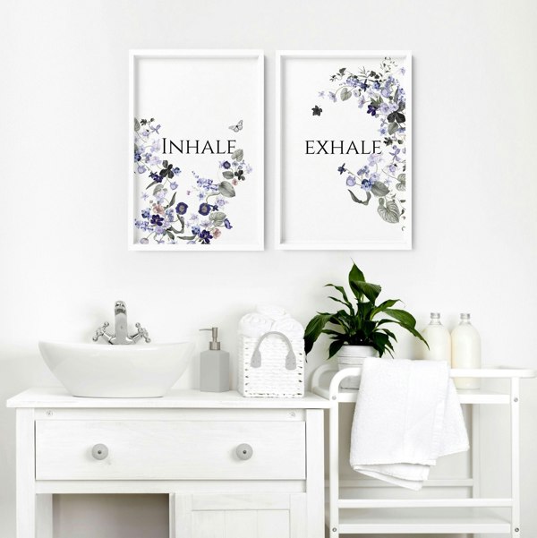 Bathroom wall decoration | set of 2 framed wall art prints