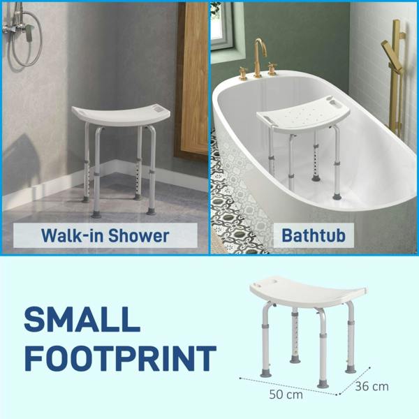 Dyzi Adjustable Shower Bath Stool Non-Slip Aluminium Frame Seat