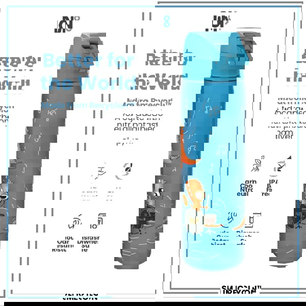 ION8 Leak Proof Slim Water Bottle, Recyclon, Dino Band, 500ml (18oz)