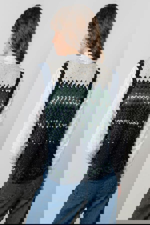 Lily & Me Suvi Fair Isle Knitted Waistcoat Pine Green