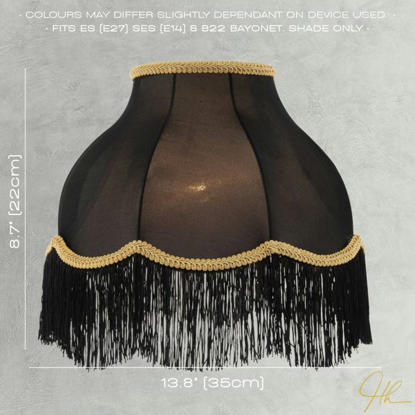 Classic Chic Victorian Style Lamp Shade in Black Elasticated Fabric Image 6
